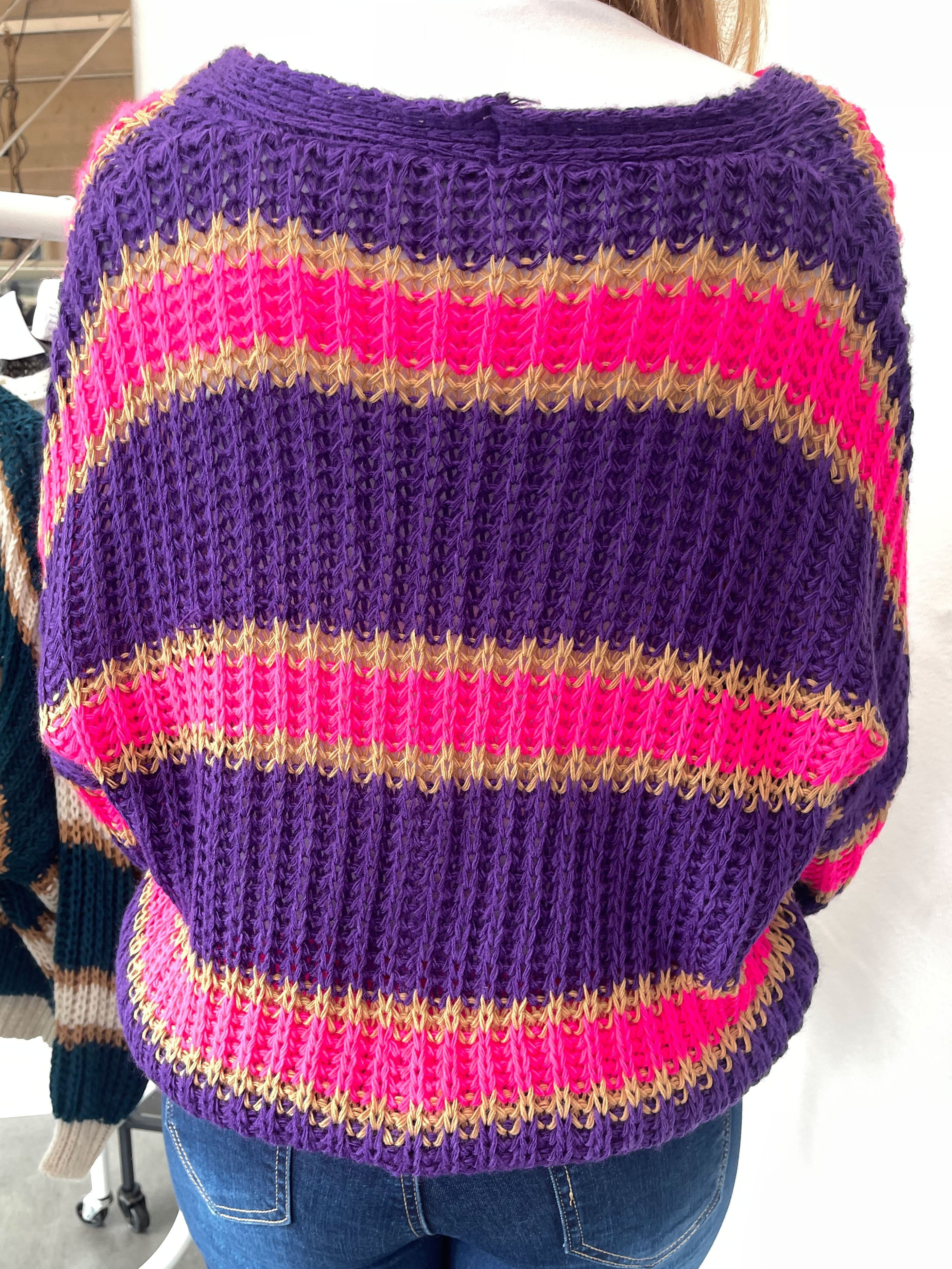 Noelia - Kort stickad kofta med ränder